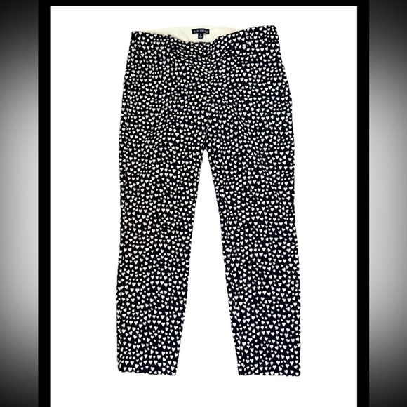 J. Crew Pants - J.CREW MERCANTILE Black White Hearts Ankle Length Pants Sz 8